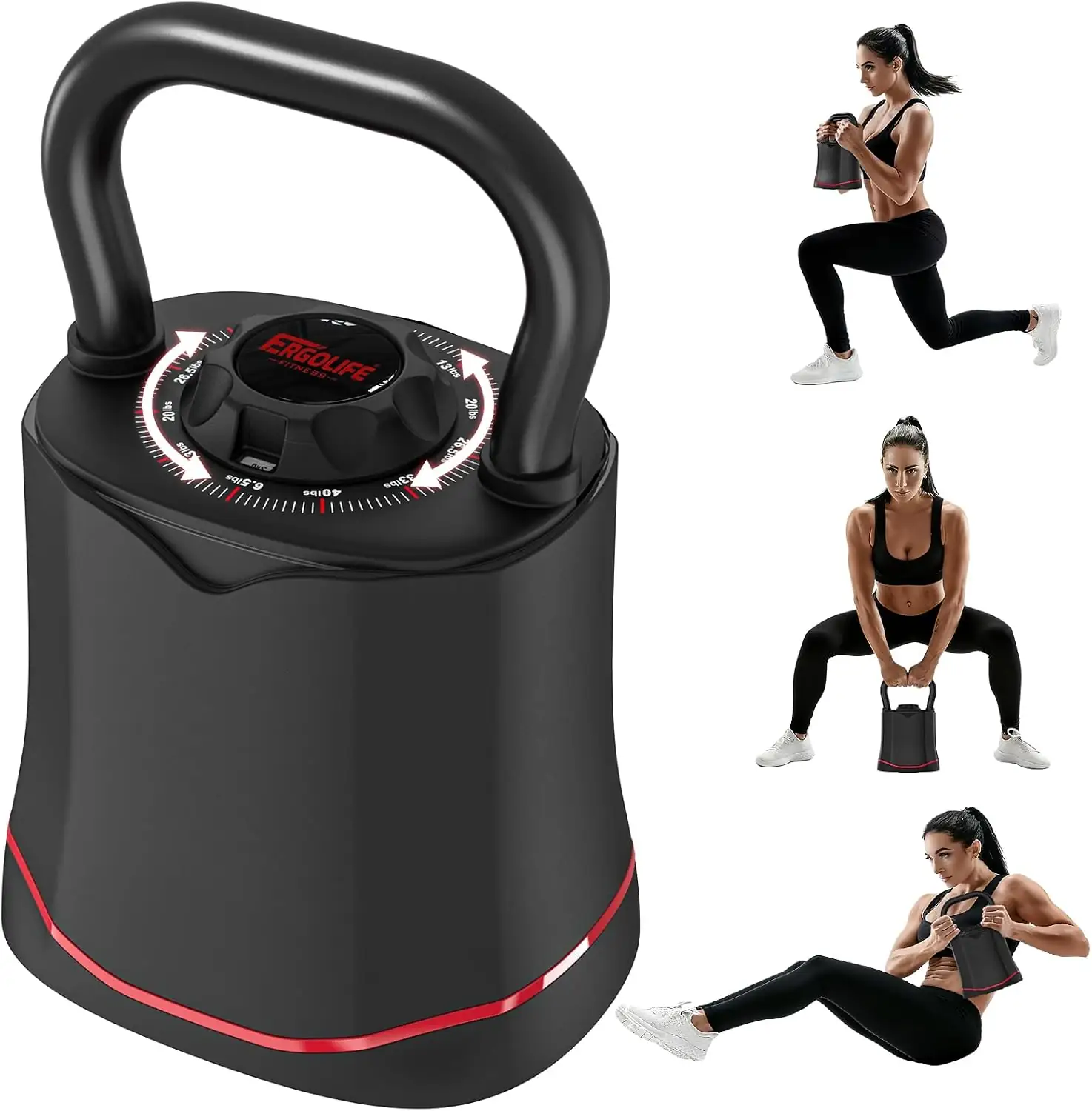ERGOLIFE 6.5-40 lb Adjustable Kettlebell… — Photo 1