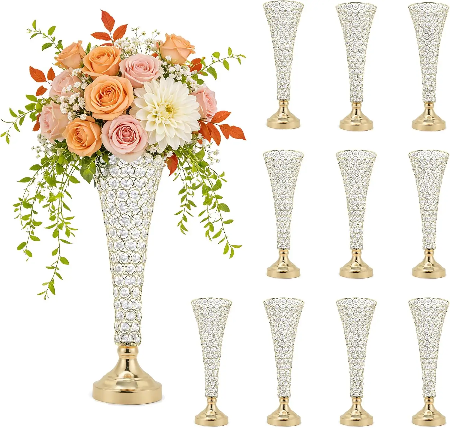 20 Inch Gold Trumpet Vase… — Photo 1