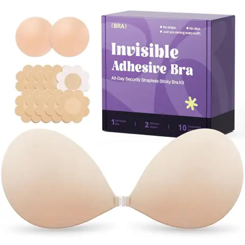 Invisible Strapless Sticky Bra Push-Up,… — Photo 1