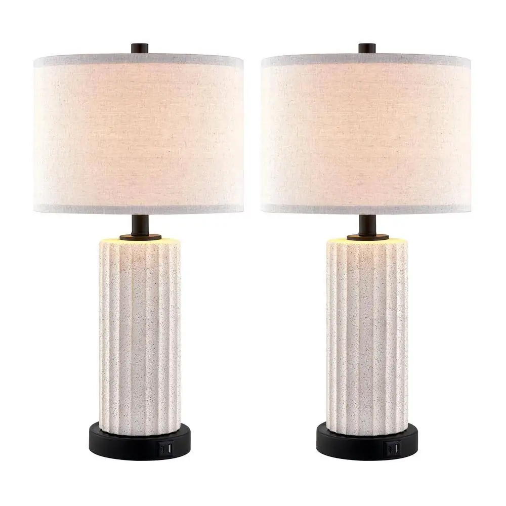 23 in. White Ceramic Table… — Photo 1
