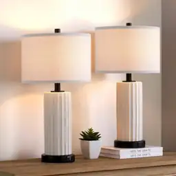 23 in. White Ceramic Table… — Photo 2