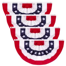 4-Pack 2 ft x 4 ft American Pleated Fan Flag for Memorial Day ...