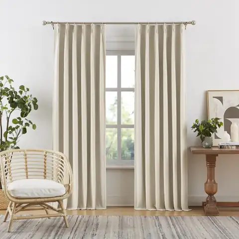 DUALIFE Natural Pleated Blackout Curtains,… — Photo 1