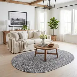 Super Area Rugs Farmhouse Braided Rug, Kitchen Reversible Carpet, Black ...