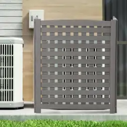 38.5 in. Gray Cedar Garden Fence, 3-Panel Privacy Screen for AC Unit ...