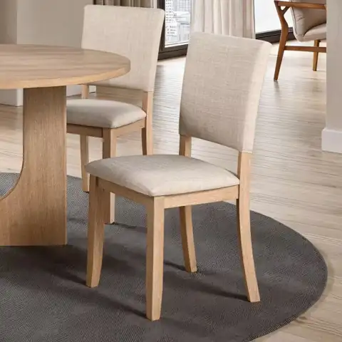 Calsen Natural Fabric Upholstered Dining… — Photo 1