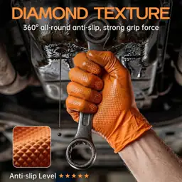 Heavy Duty 8 Mil Orange Nitrile Gloves, Diamond Textured Disposable ...