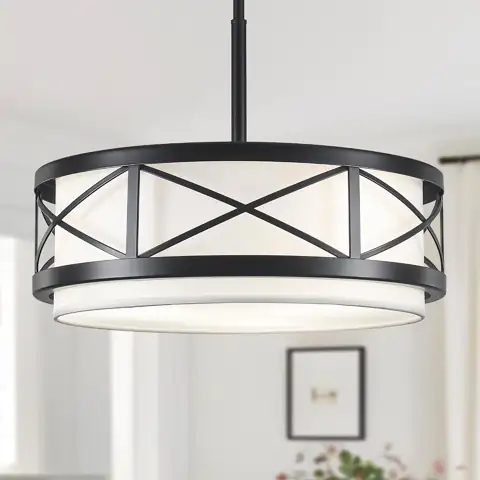 19.7" Modern Black Drum Chandelier,… — Photo 1