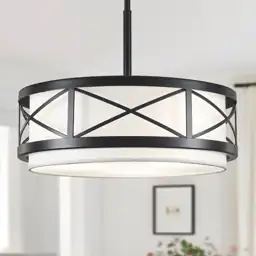 19.7" Modern Black Drum Chandelier,… — Photo 1