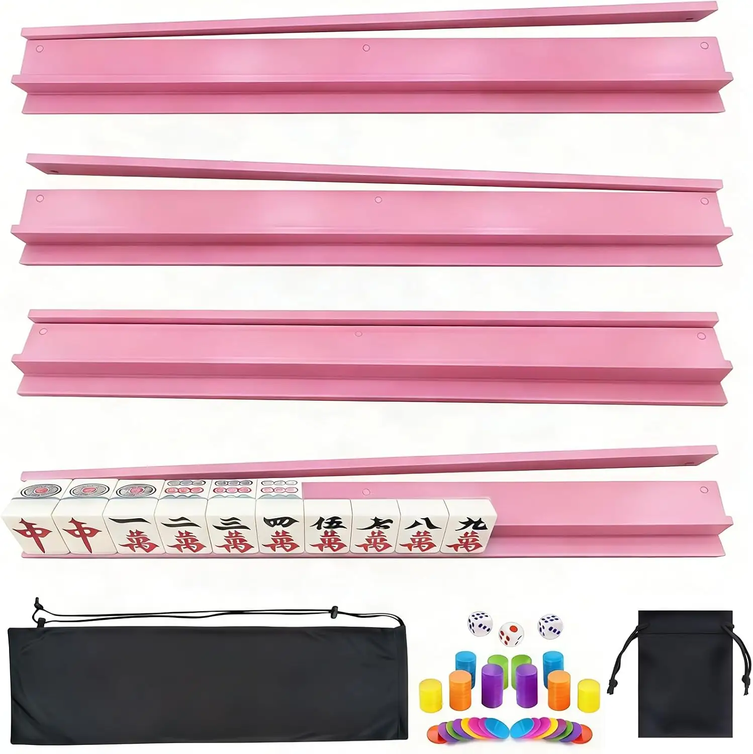 Mahjong Racks with Pushers, Pink… — Photo 1