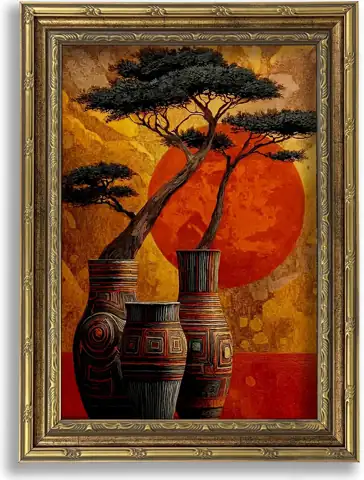 Vintage Gold Framed African Canvas… — Photo 1