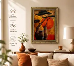 Vintage Gold Framed African Canvas… — Photo 2