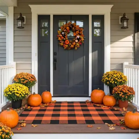 SEEKSEE Buffalo Plaid Outdoor Rug… — Photo 1