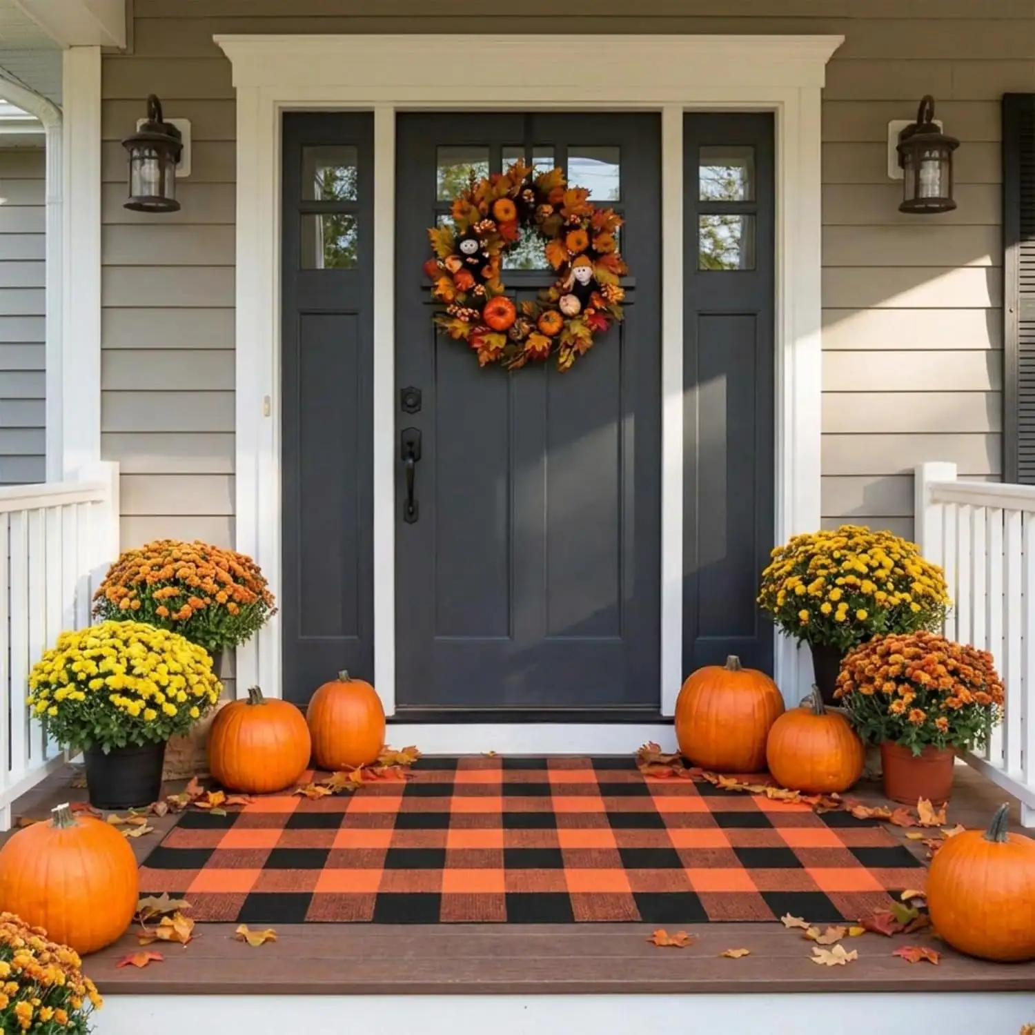 SEEKSEE Buffalo Plaid Outdoor Rug… — Photo 1
