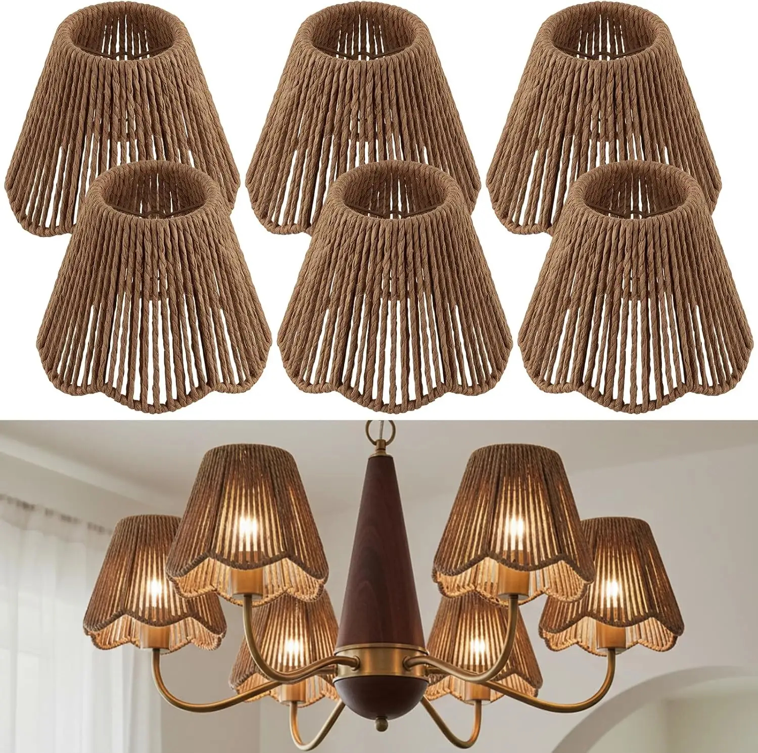 VIHOSE 6-Pack Small Rattan Lampshade… — Photo 1