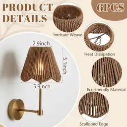 VIHOSE 6-Pack Small Rattan Lampshade… — Photo 2