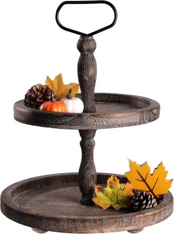 Mustry Rustic Wooden 2-Tier Tray… — Photo 1
