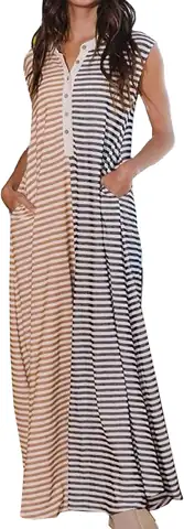 Womens Button Down Striped Sleeveless… — Photo 1