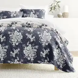 3-Piece Navy Distressed Bouquet Microfiber… — Photo 1