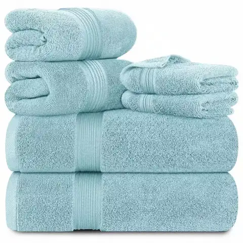 6-Piece Aqua Solid 100% Cotton… — Photo 1