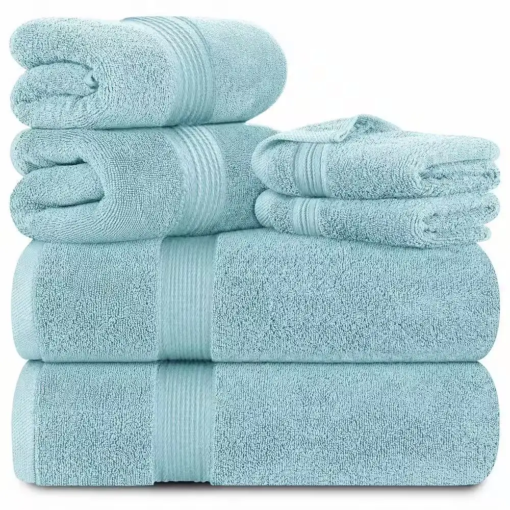6-Piece Aqua Solid 100% Cotton… — Photo 1