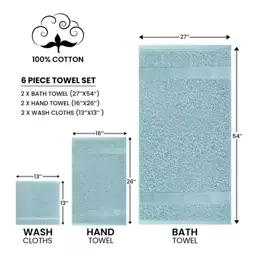 6-Piece Aqua Solid 100% Cotton… — Photo 2