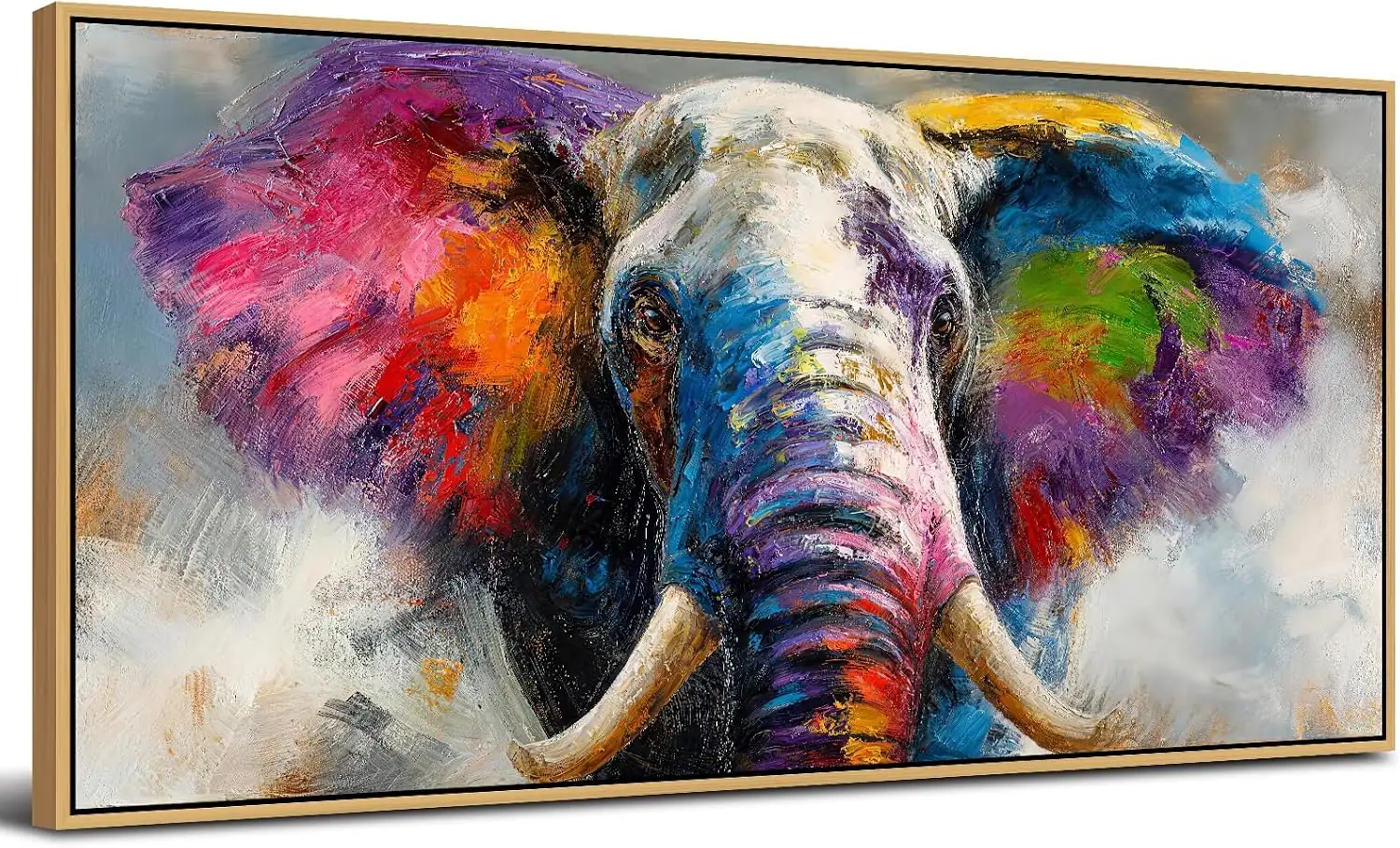 Colorful Elephant Wall Art: Abstract Animal Portrait Canvas Print ...