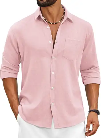 COOFANDY Men's Cotton Linen Button… — Photo 1