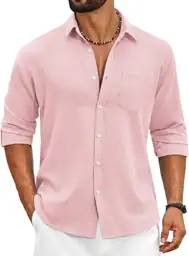 COOFANDY Men's Cotton Linen Button… — Photo 1