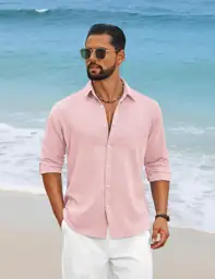 COOFANDY Men's Cotton Linen Button… — Photo 2