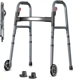Folding Walker for Seniors, Rolling Walker with 8 Height Adjustments ...