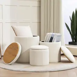 Round Set of 3 Ottomans… — Photo 1