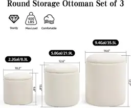 Round Set of 3 Ottomans… — Photo 2