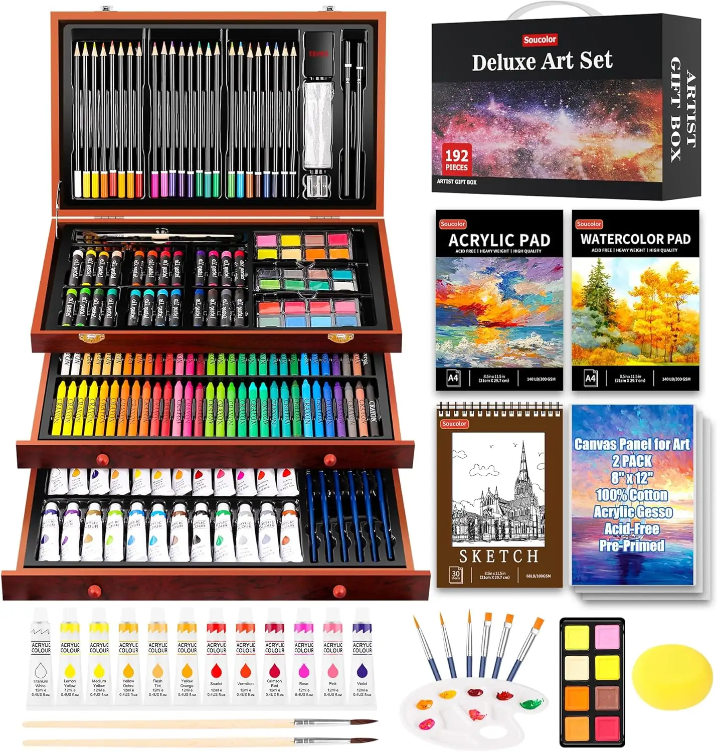 Soucolor Art Supplies,192 Pack Deluxe… — Photo 1