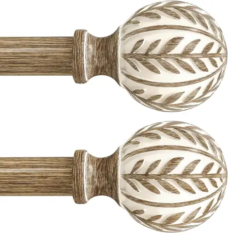 2-Pack Boho Wood Curtain Rods,… — Photo 1