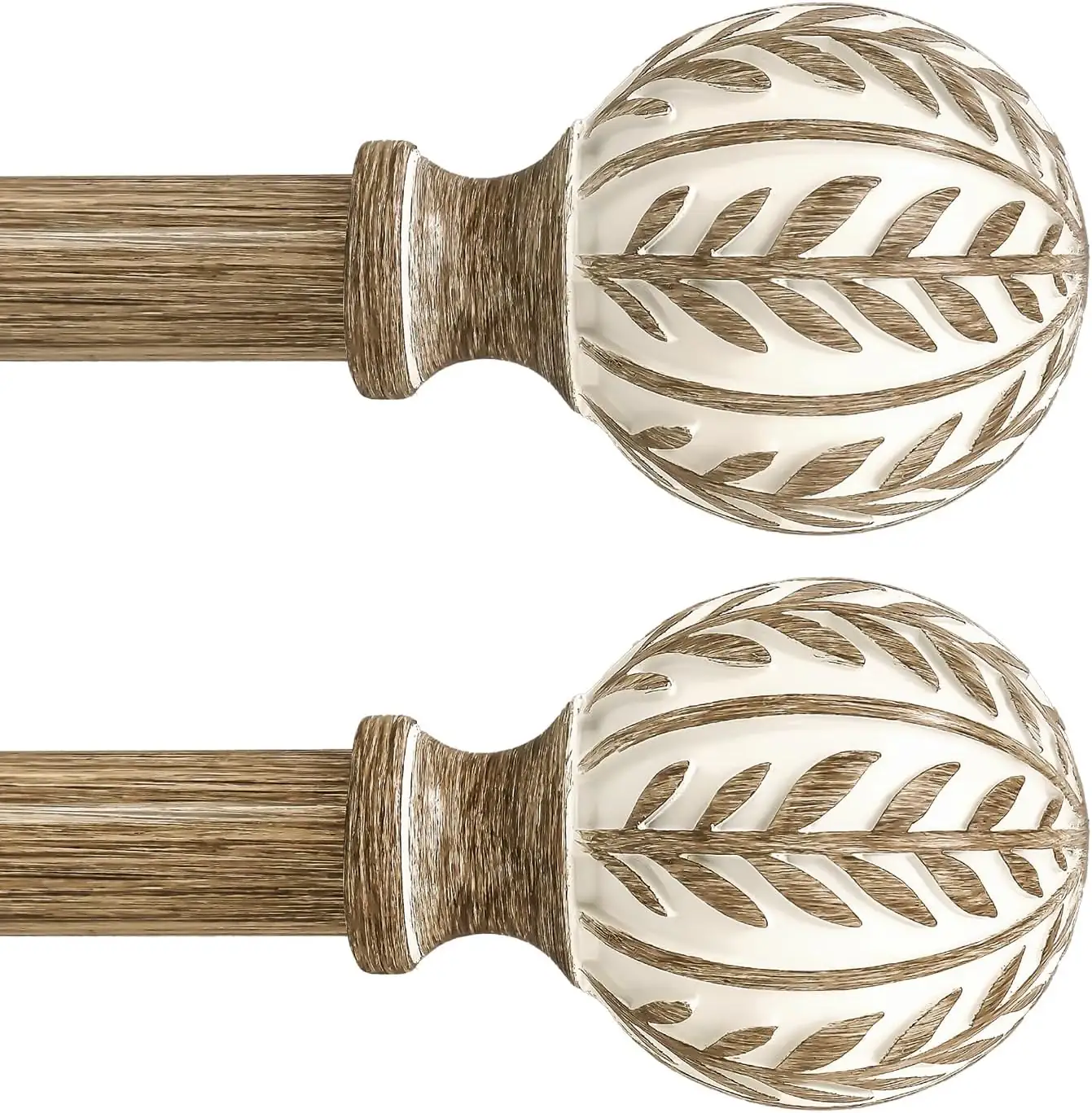 2-Pack Boho Wood Curtain Rods,… — Photo 1