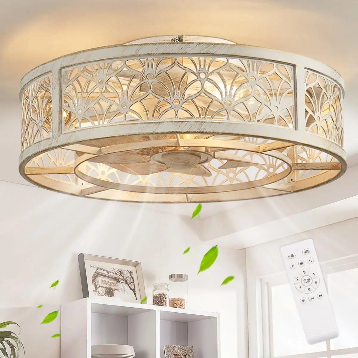 18" Caged Ceiling Fan with… — Photo 1