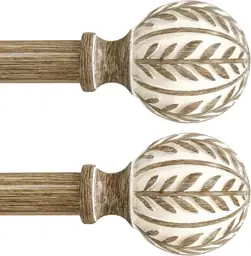 2-Pack Boho Wood Curtain Rods,… — Photo 1