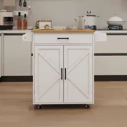 White Rubber wood Kitchen Cart… — Photo 2