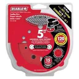 Diablo 5 in. Ceramic Blend Hook and Lock Sanding Disc 120 Grit Medium ...