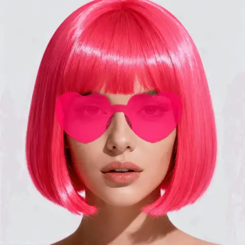 Colorful Bob Wig + Heart… — Photo 1