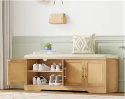 Rattan Shoe Storage Bench, 47.2"… — Photo 3