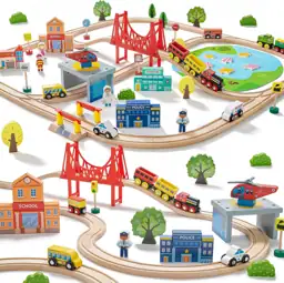 Tiny Land 110PCS Wooden Train… — Photo 1
