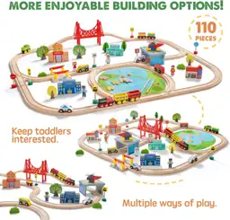 Tiny Land 110PCS Wooden Train… — Photo 2