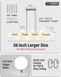 55" Globe Sputnik Linear Chandelier,… — Photo 2