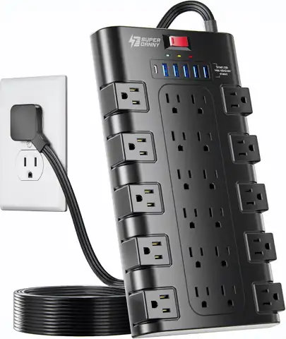 SUPERDANNY Flat Plug Power Strip… — Photo 1
