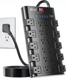 SUPERDANNY Flat Plug Power Strip… — Photo 1
