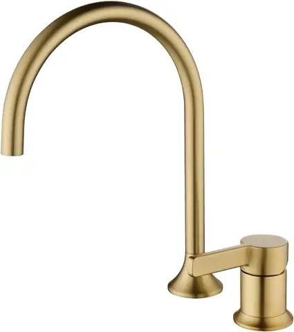 Brushed Gold Faucets, Single-Handle Brass… — Photo 1