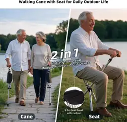 2-in1 Folding Cane with Seat,… — Photo 2