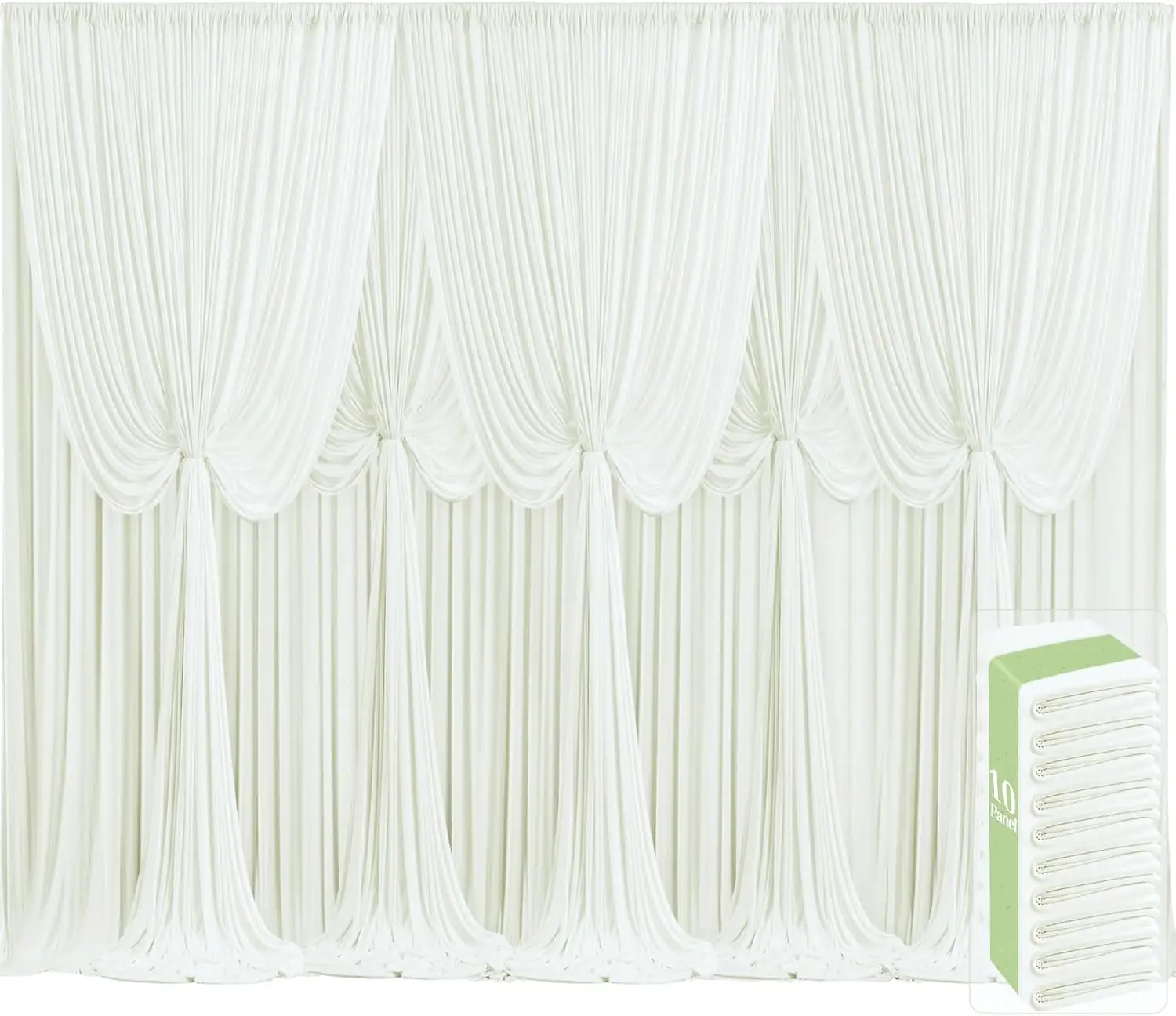 10 Panels Ivory Backdrop Curtains… — Photo 1